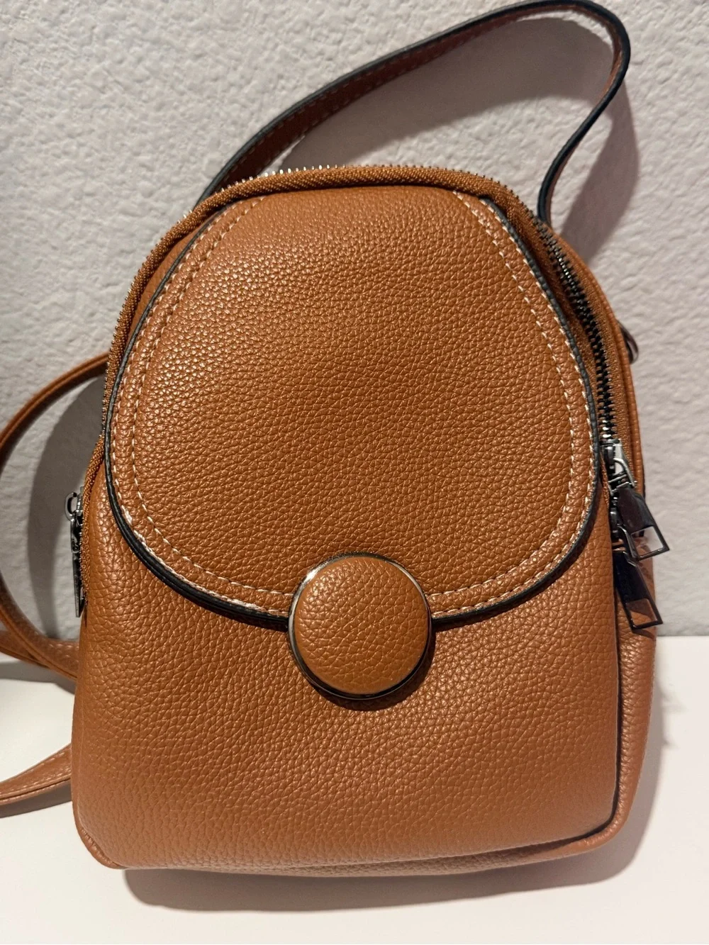 Tan Women's Mini Backpack Crossbody Bag